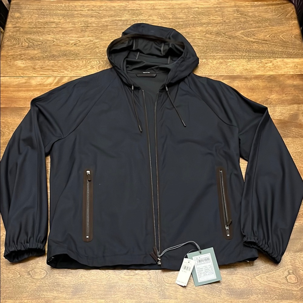 Zegna Navy wool/silk hooded Windbreaker